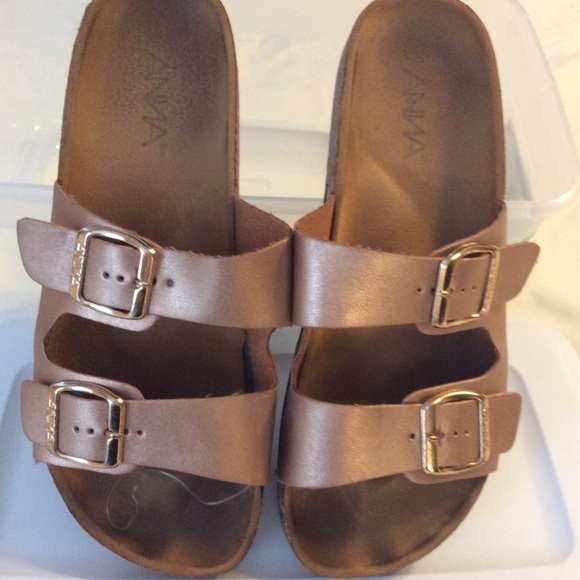 anna sandals rose gold